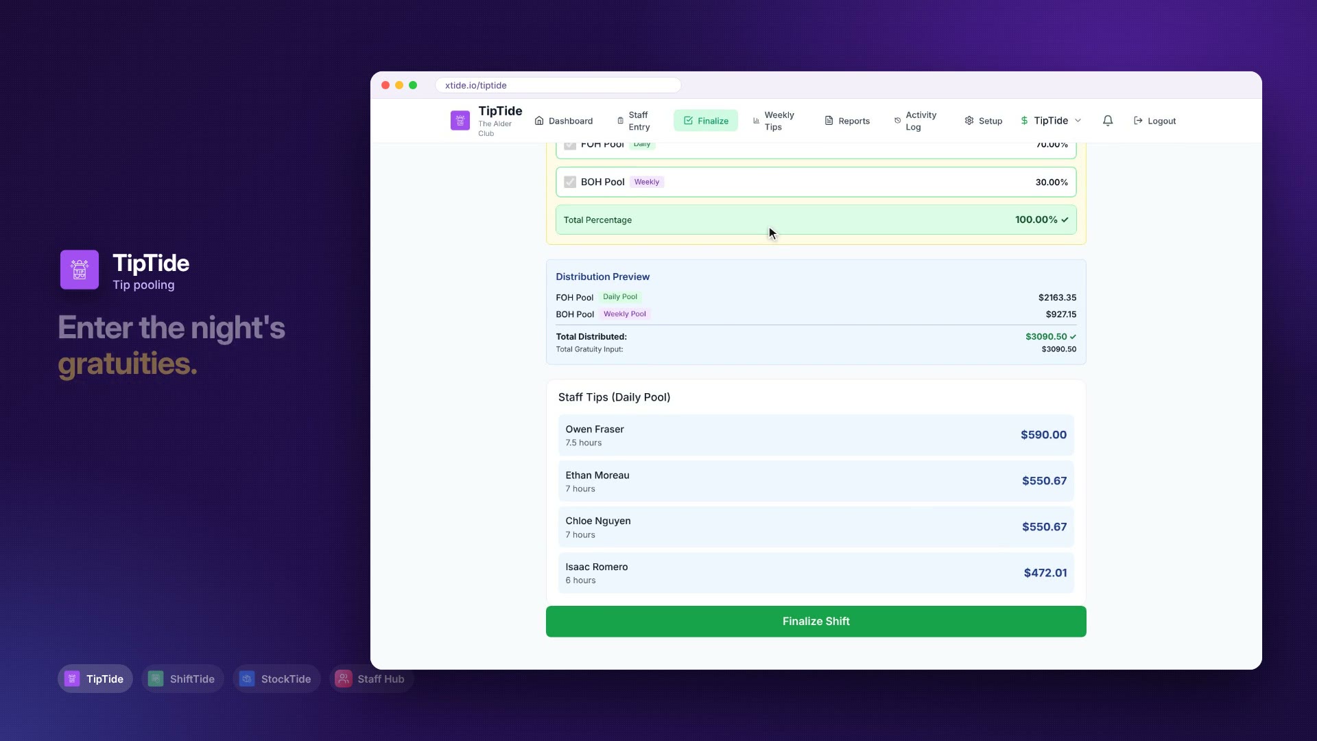 xTide: tips, schedules, ordering and staff in one place
